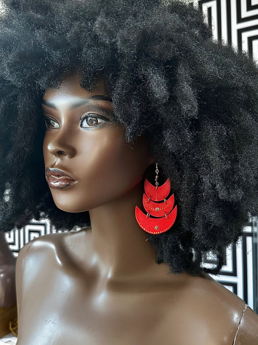 Red Safari Dreams Painted wood earrings - Trufacebygrace