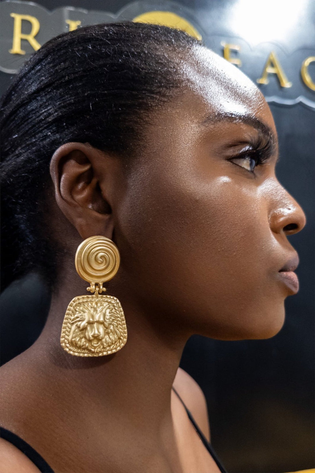 Regal Lion Matte Gold Earrings - Trufacebygrace