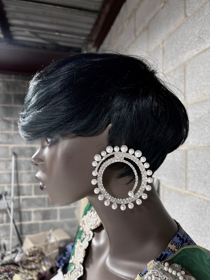 Round Rhinestone and Pearl Oversized earrings - Trufacebygrace