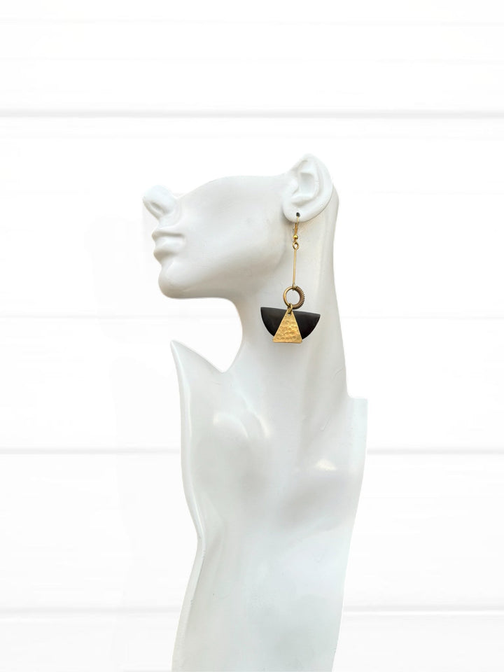 Safi Horn & Brass Dangle Earrings - Trufacebygrace