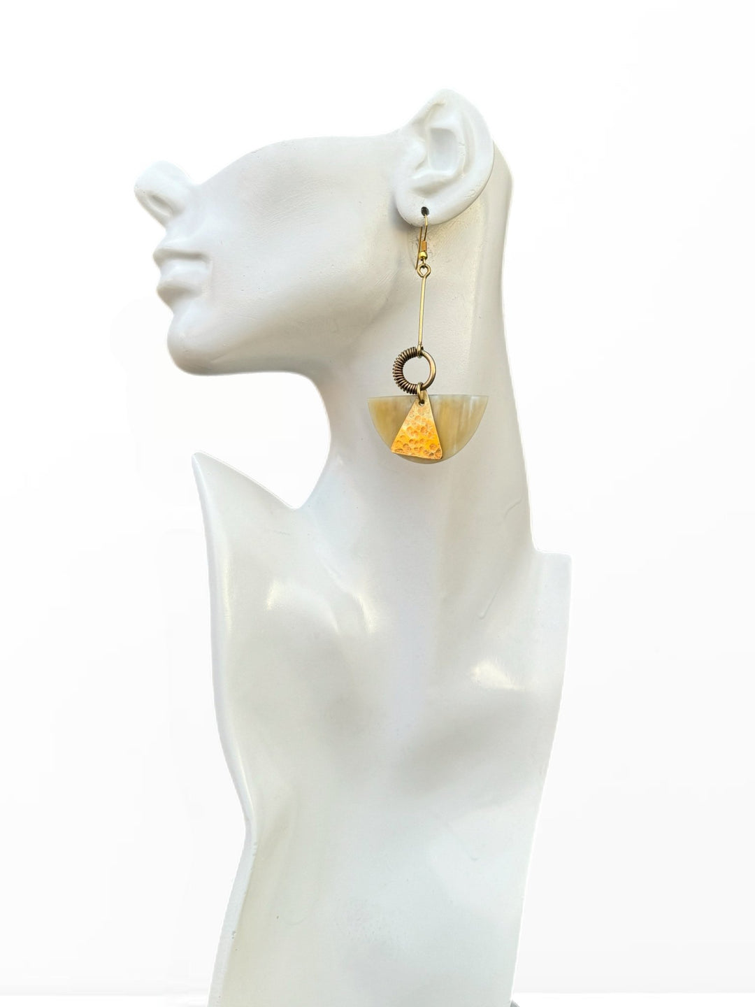 Safi Horn & Brass Dangle Earrings - Trufacebygrace