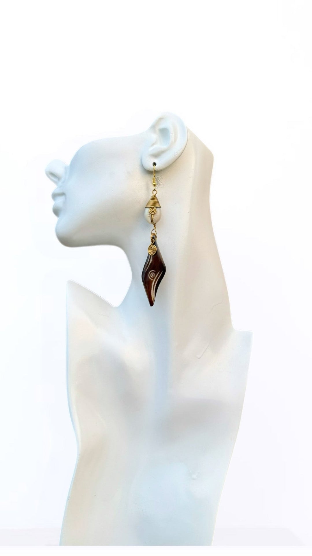 Safi Horn & Brass Dangle Earrings - Trufacebygrace