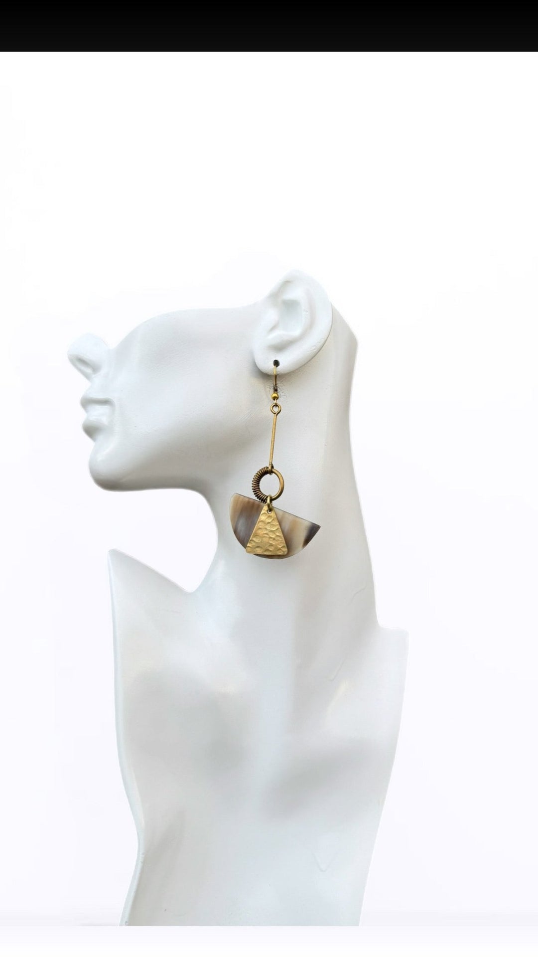 Safi Horn & Brass Dangle Earrings - Trufacebygrace