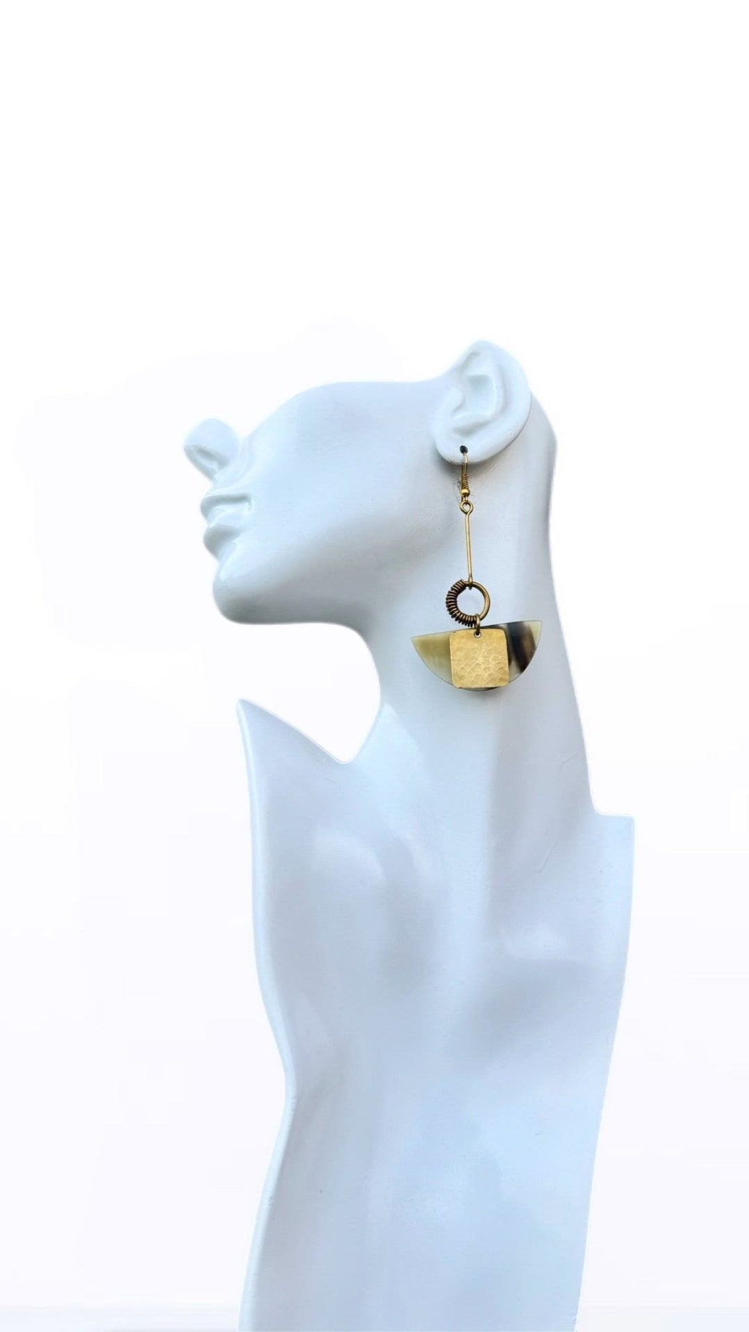 Safi Horn & Brass Dangle Earrings - Trufacebygrace