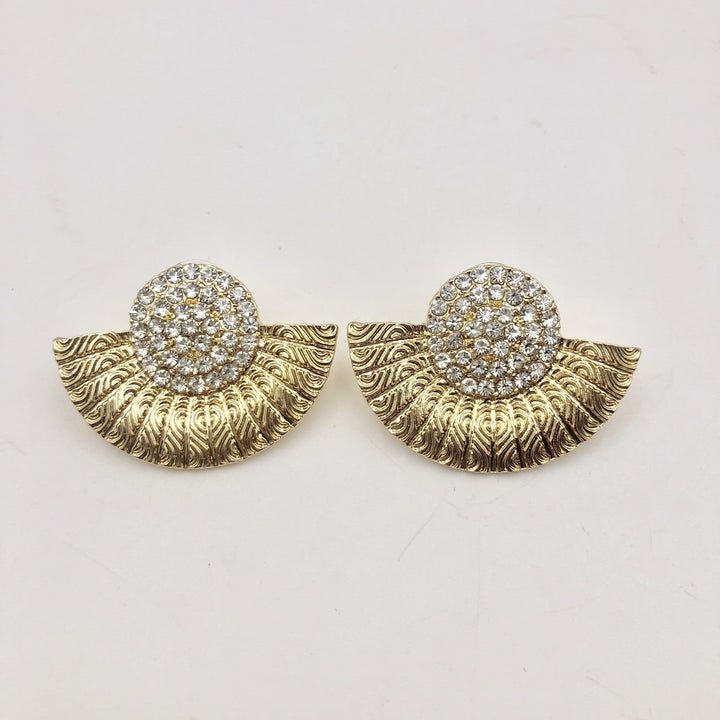 Salome Fan rhinestone Studs Earrings - Trufacebygrace