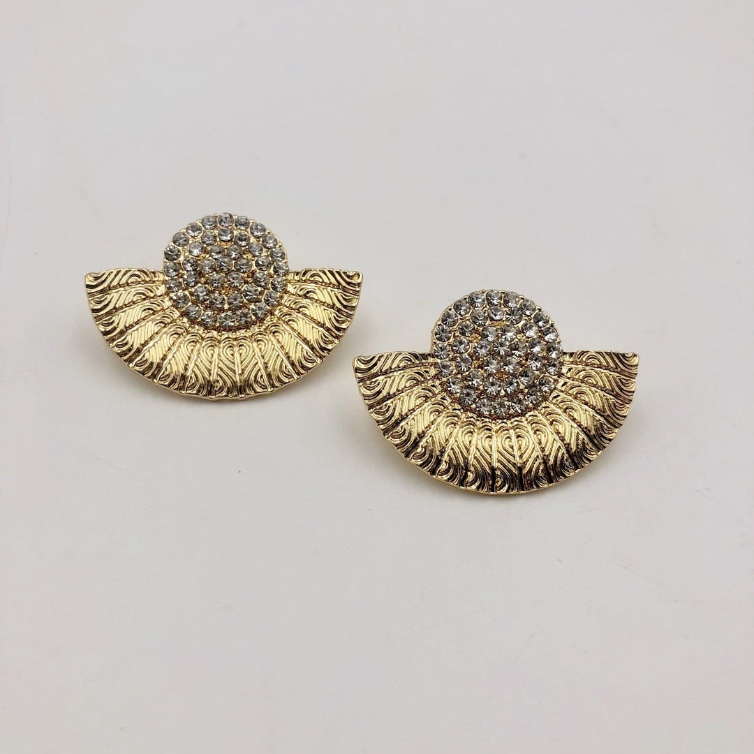 Salome Fan rhinestone Studs Earrings - Trufacebygrace