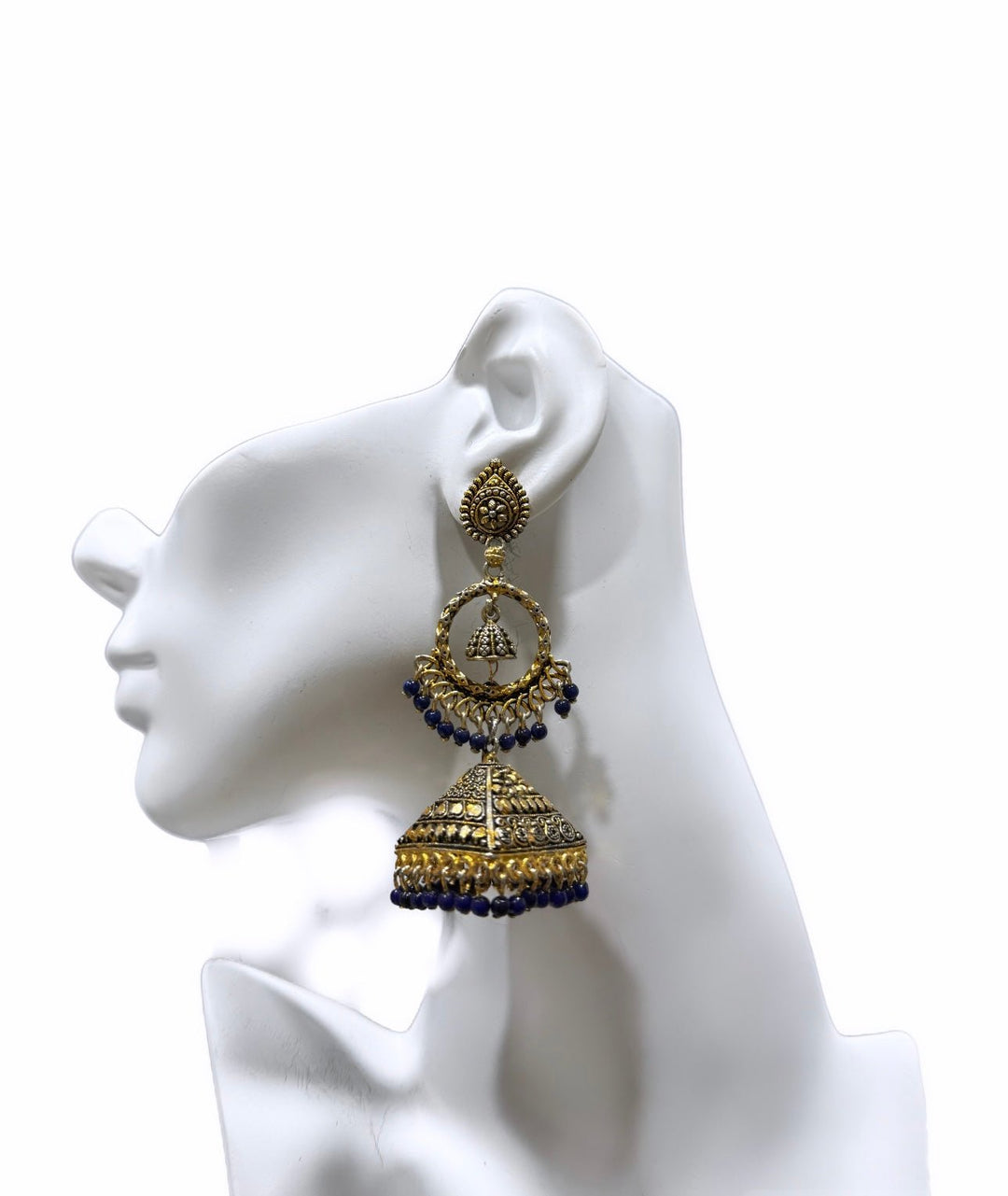 Sample: Beaded Golden Roof Jhumka Earrings - Trufacebygrace