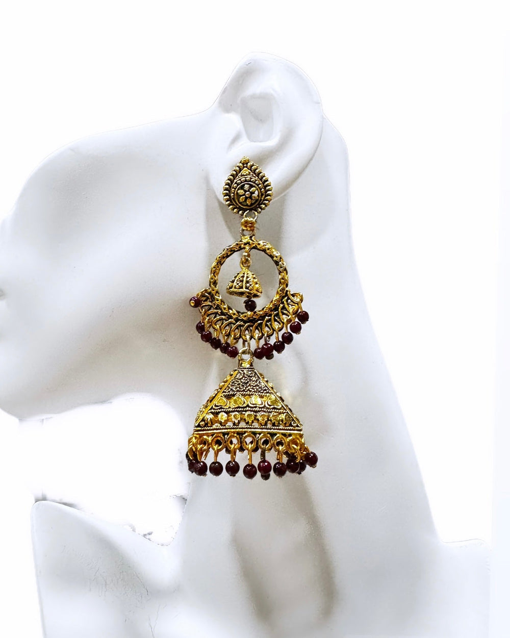 Sample: Beaded Golden Roof Jhumka Earrings - Trufacebygrace