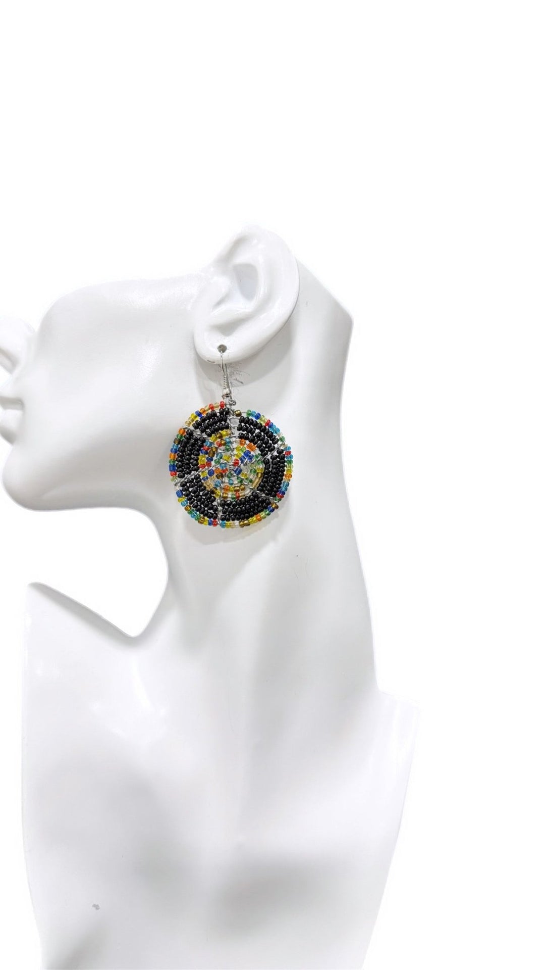 Sample : Black/ Multi Beaded Circle Earrings - Trufacebygrace