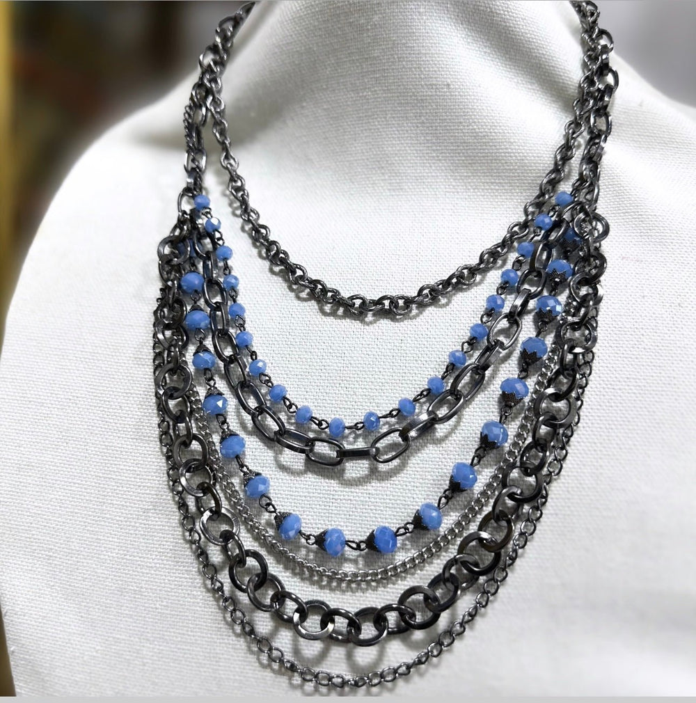 Sample : Blue Voltage Layered Chain Necklace - Trufacebygrace