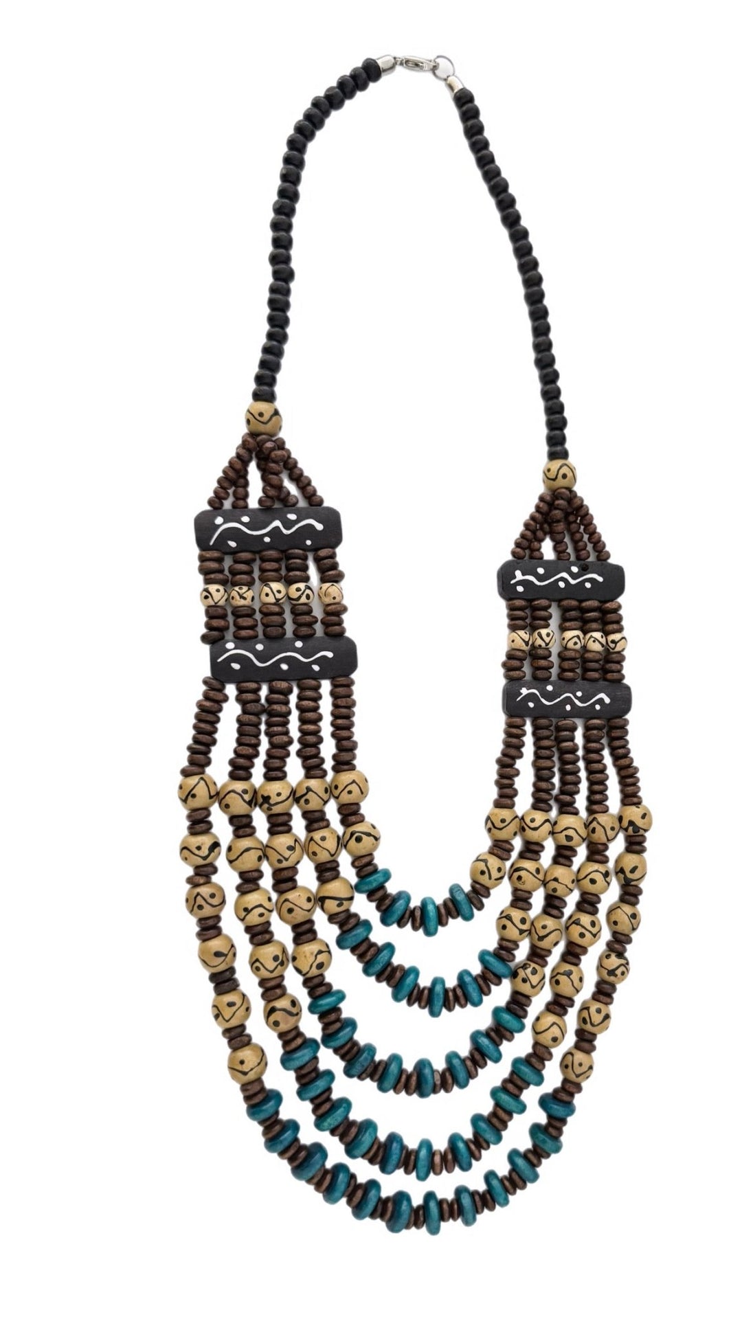 Sample : Blue/ Yellow Wooden Beaded Necklace - Trufacebygrace