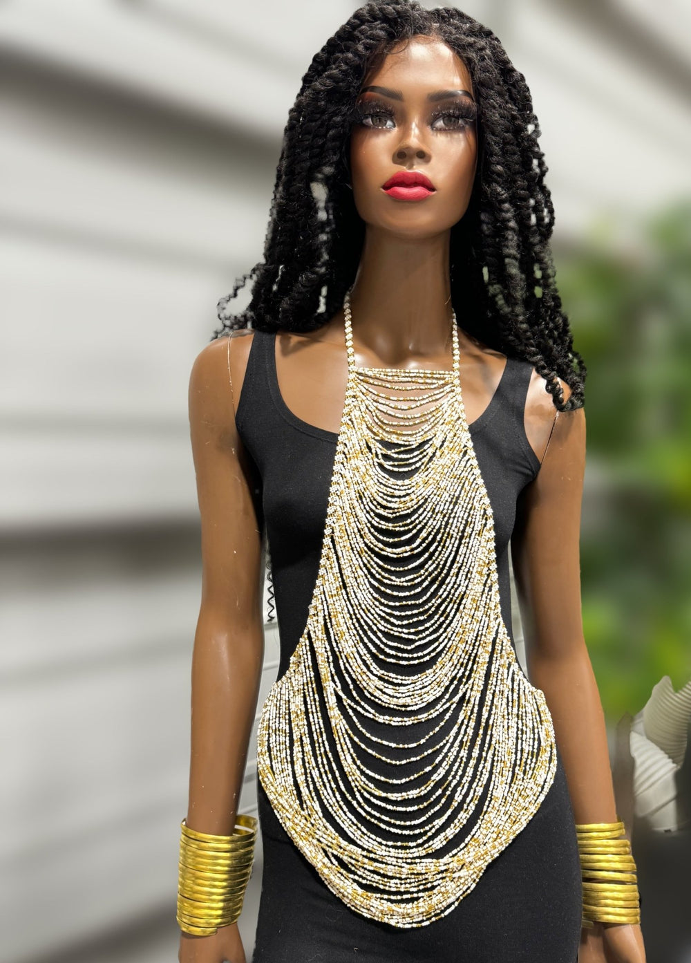 Sample : Gold / White beaded vest - Trufacebygrace