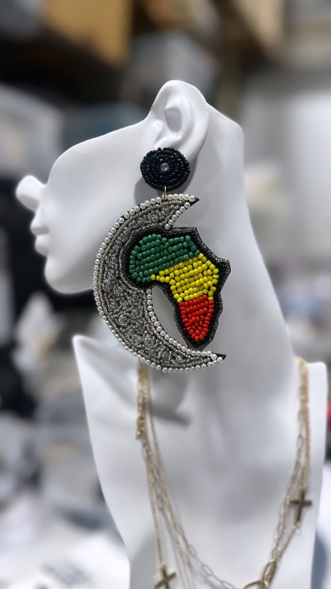 Sample: Half - Moon Afrique Beaded Earring - Trufacebygrace