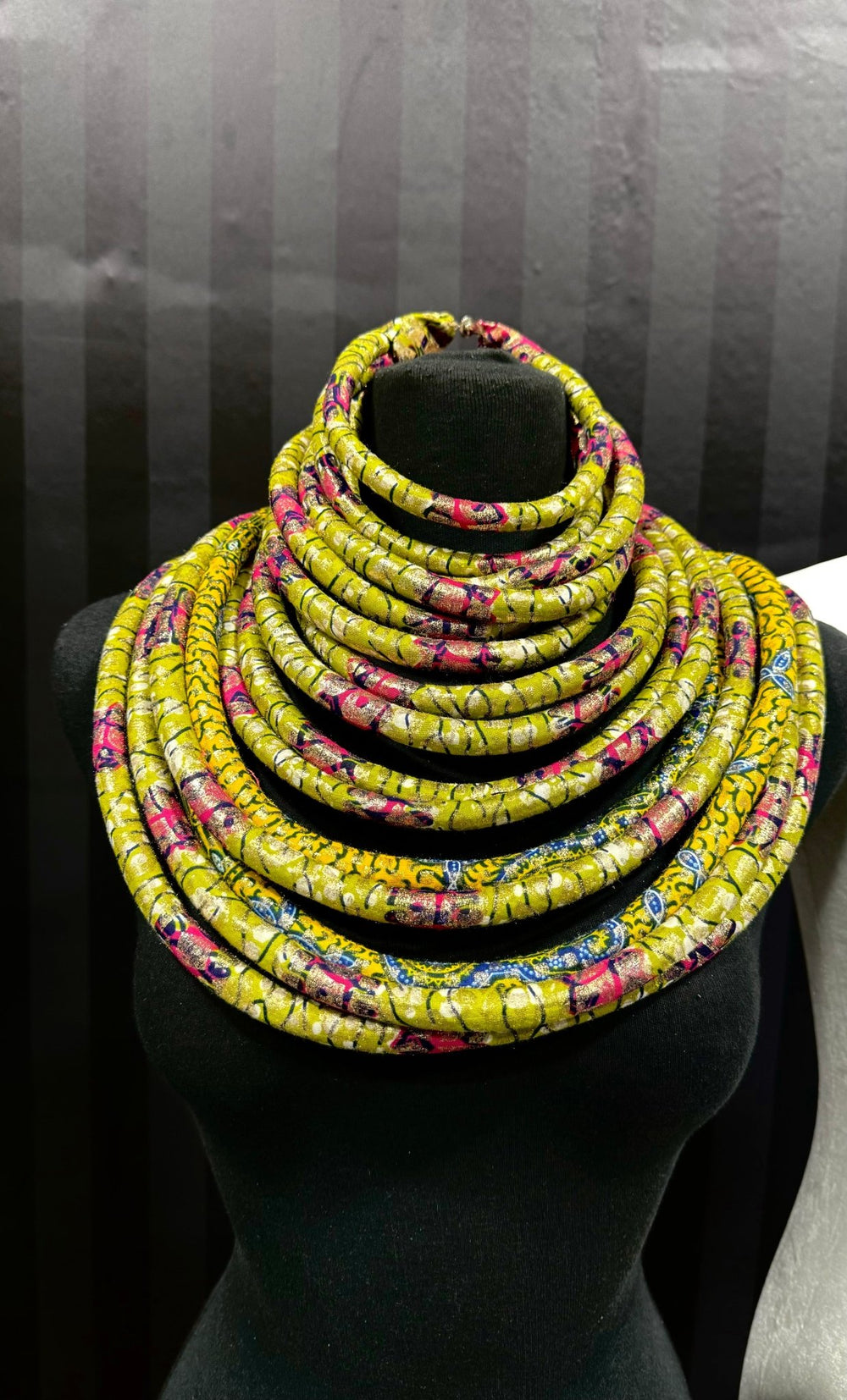 Sample: Mettalic Ankara Statement multistrand Neckpiece - Trufacebygrace