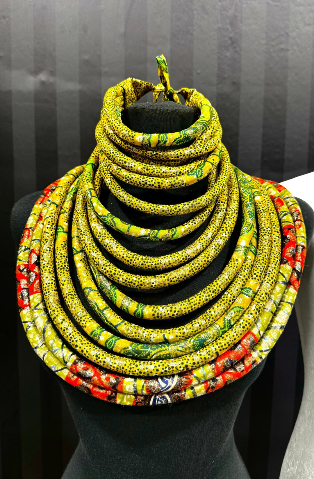 Sample: Mettalic Ankara Statement multistrand Neckpiece - Trufacebygrace