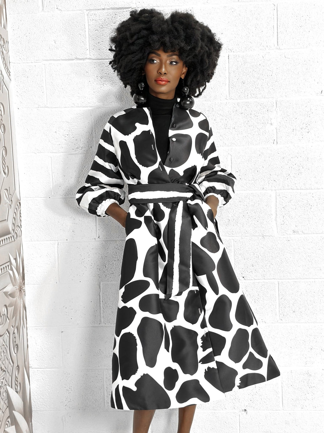 Sample : Monochrome Statement Trench Dress Sz S - Trufacebygrace