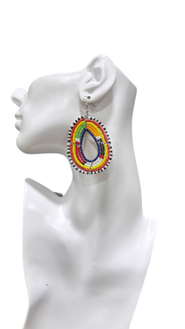 Sample : Multi Beaded Oval Earrings - Trufacebygrace