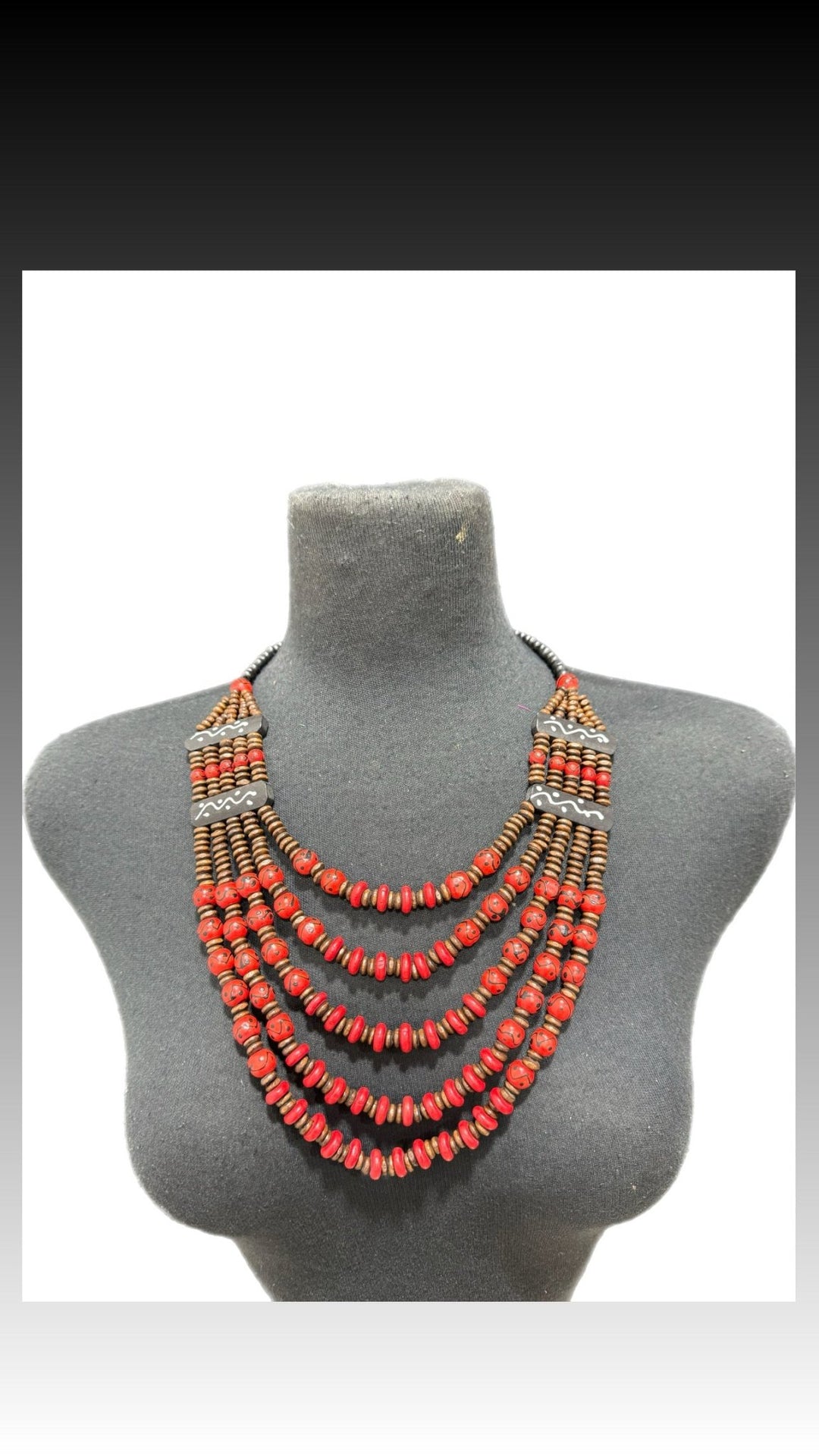 Sample : Red Wooden  Beaded Necklace - Trufacebygrace