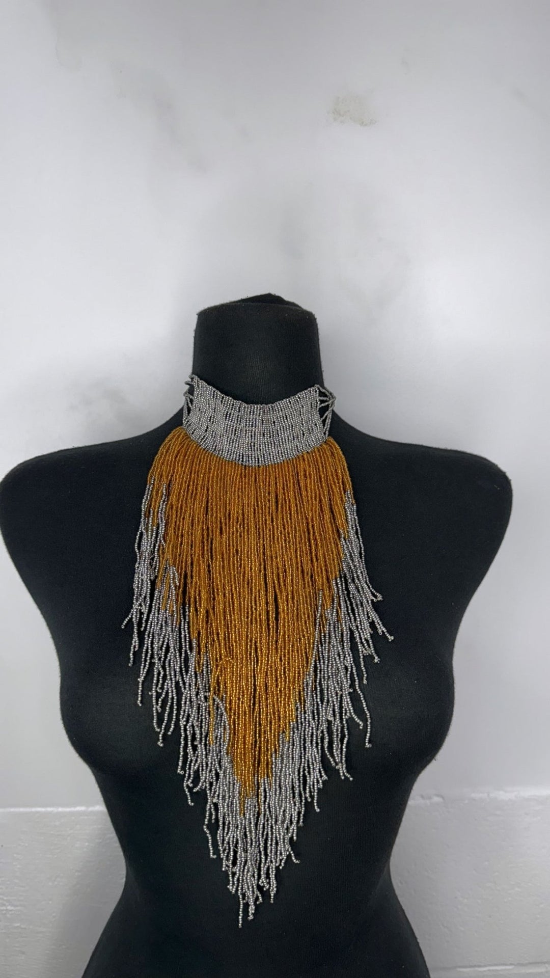 Sample: V - shape beaded fringe necklace - Trufacebygrace