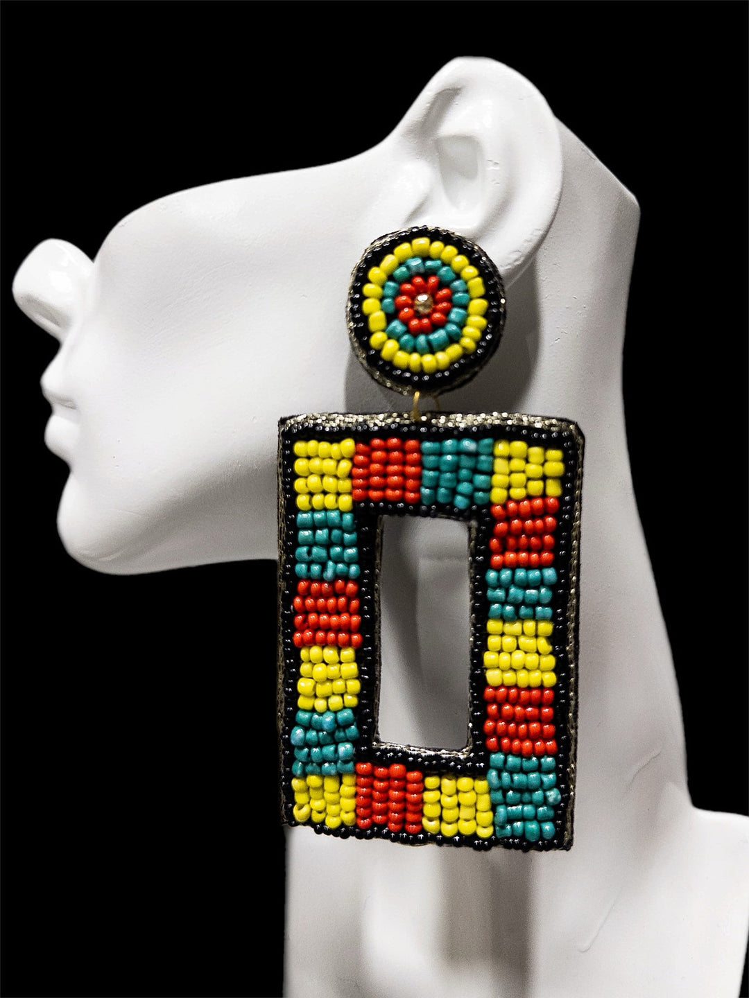 Sample : Vibrant Mosaic Beaded Earrings - Trufacebygrace