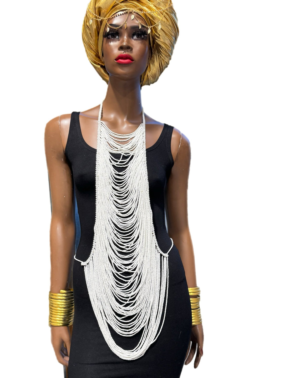 Sample: white beaded body necklace - Trufacebygrace