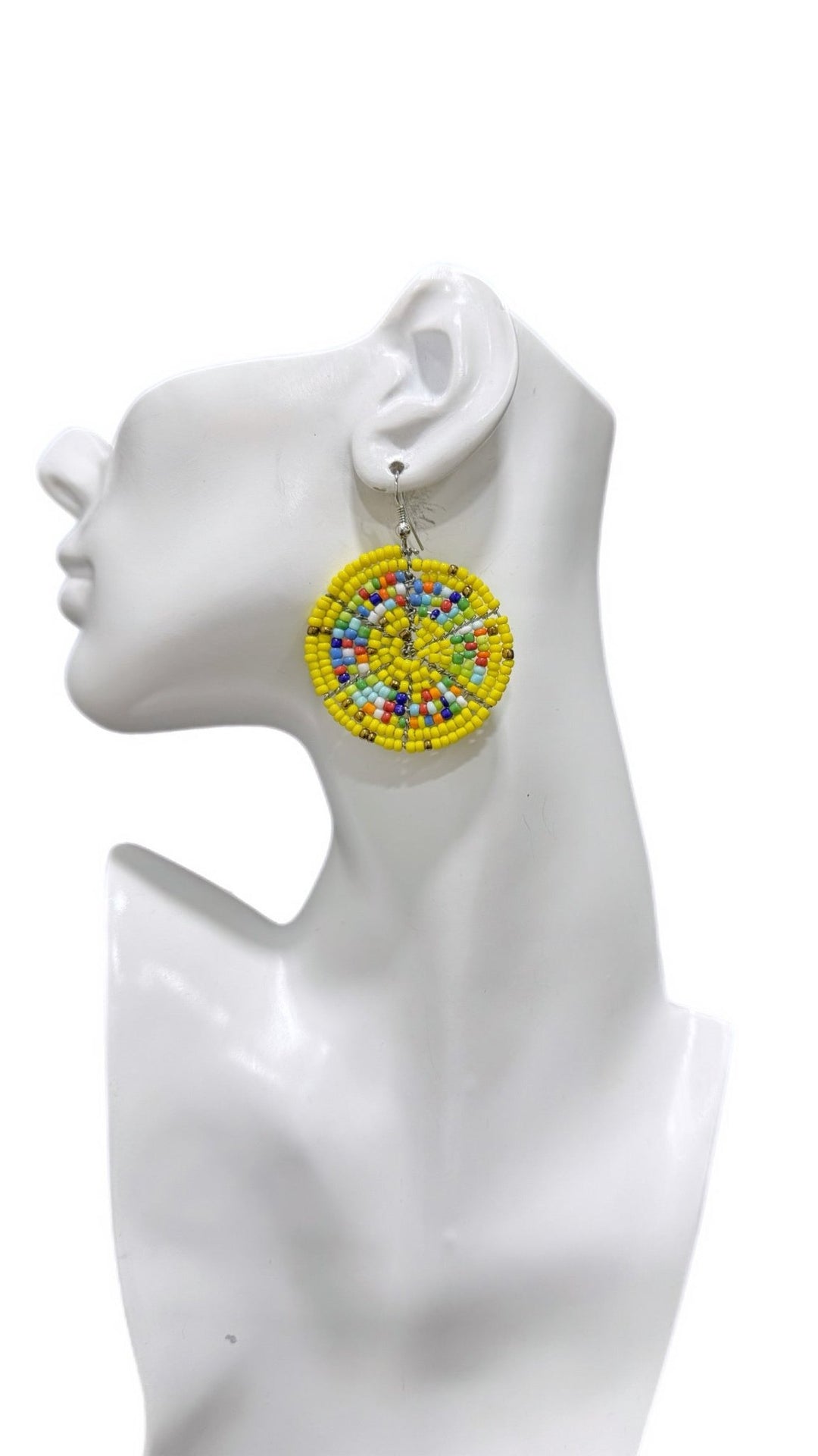 Sample: Yellow Beaded Circle Earrings - Trufacebygrace