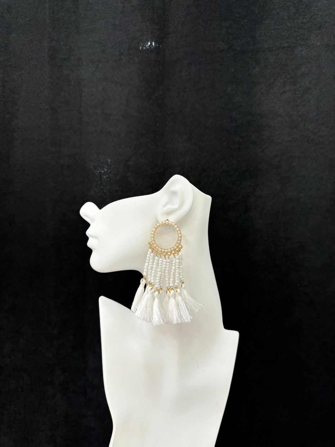 Sample:White fringe earrings - Trufacebygrace