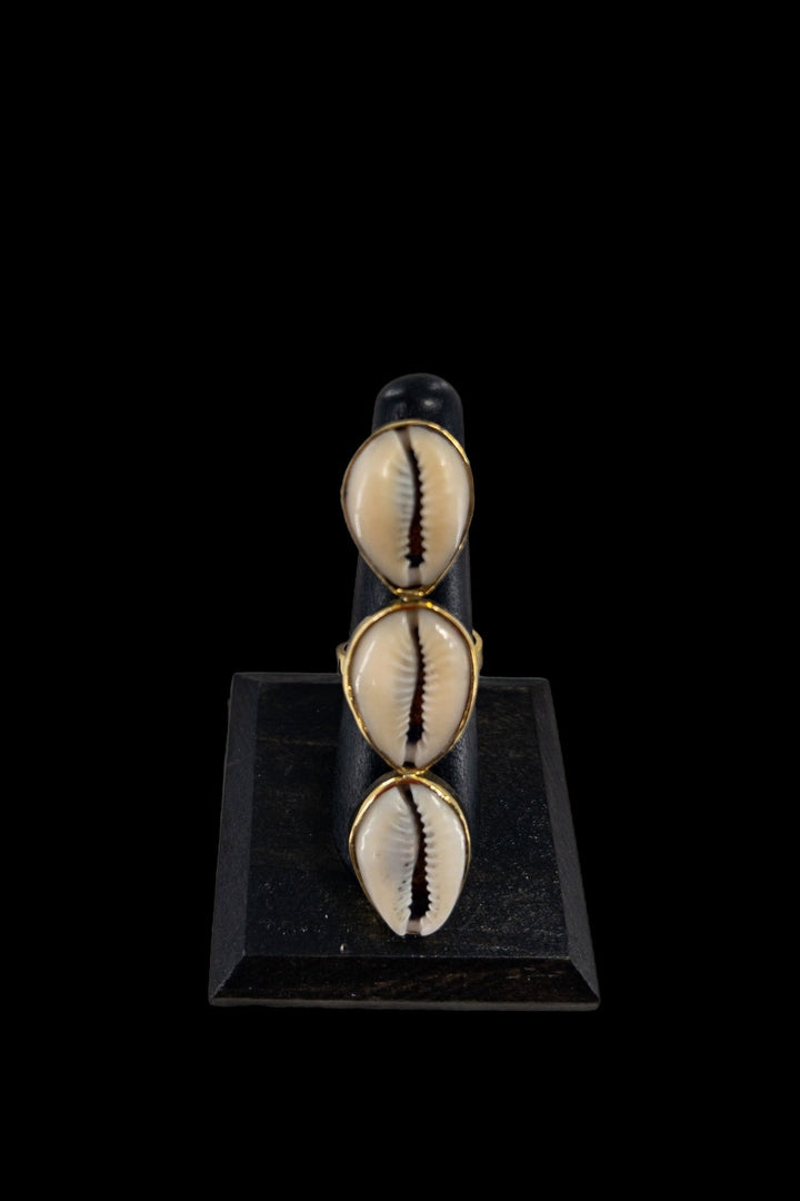 Savannah cowry and brass statement ring - Trufacebygrace