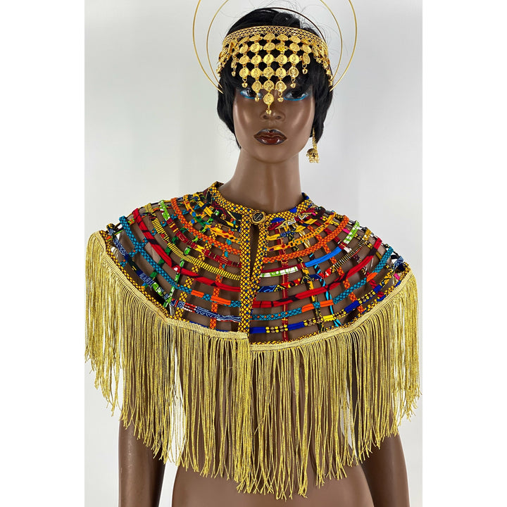 Short Fringe Ankara Laced Cape - Trufacebygrace