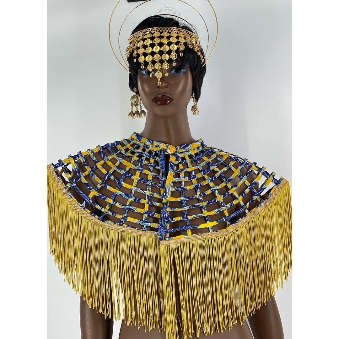 Short Fringe Ankara Laced Cape - Trufacebygrace