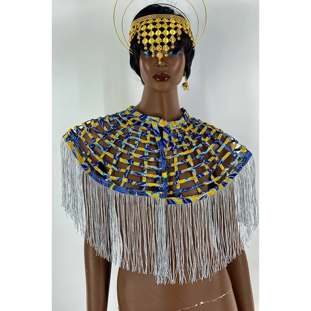 Short Fringe Ankara Laced Cape - Trufacebygrace