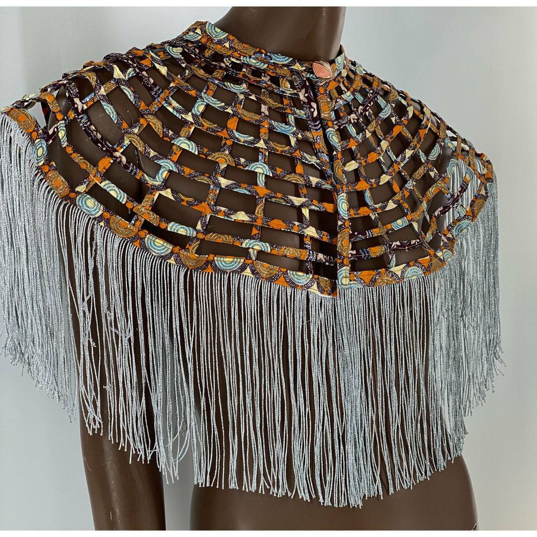 Short Fringe Ankara Laced Cape - Trufacebygrace