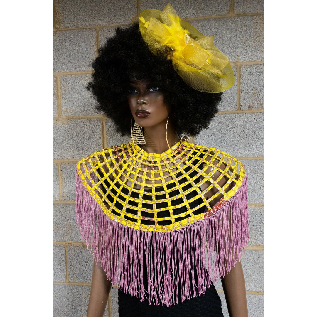 Short Fringe Ankara Laced Cape - Trufacebygrace