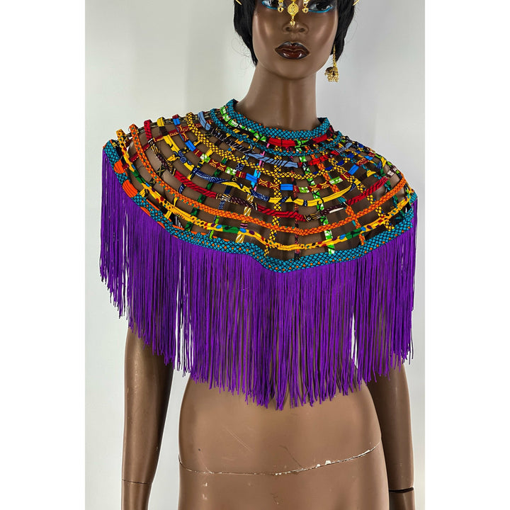 Short Fringe Ankara Laced Cape - Trufacebygrace