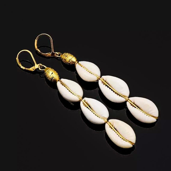 sidea Small Cowry /Cowrie Shell tiered earrings - Trufacebygrace