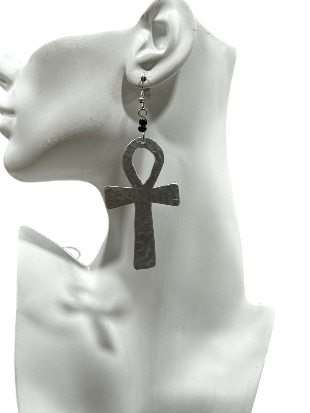 Silver Ankh Brass Dangling Earrings - Trufacebygrace