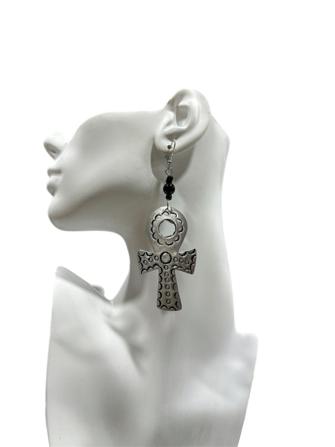 Silver Ankh Brass Dangling Earrings - Trufacebygrace