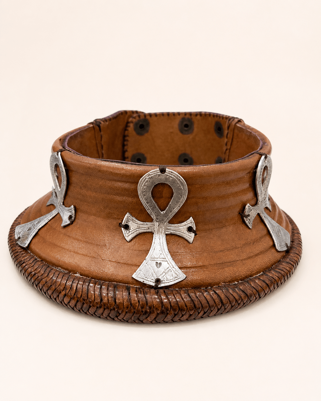 Sovereign Ankh Handcrafted Leather Choker Necklace - Trufacebygrace