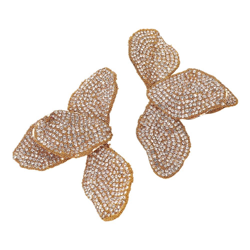 Sparkling Pave Butterfly - Wing Statement Earrings (Gold - Tone) - Trufacebygrace