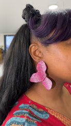 Sparkling Pave Butterfly - Wing Statement Earrings (pink) - Trufacebygrace