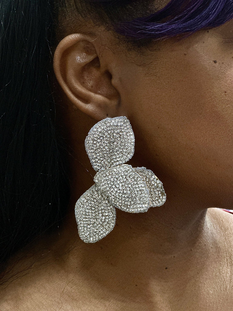 Sparkling Pave Butterfly - Wing Statement Earrings (silver ) - Trufacebygrace