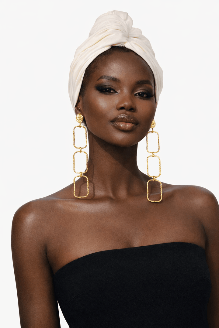 Square Links Statement Earrings - Trufacebygrace