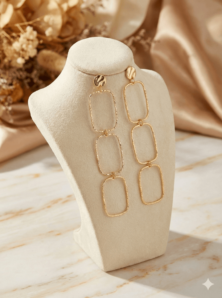Square Links Statement Earrings - Trufacebygrace