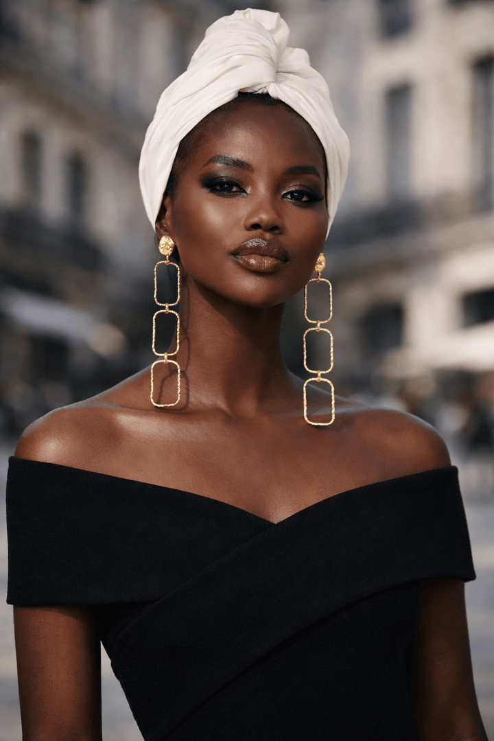 Square Links Statement Earrings - Trufacebygrace