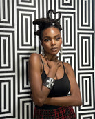 Statement leather and brass pendant bracelet/ bangle - Trufacebygrace
