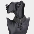 Stone Cross Pendant Evening Choker Necklace - Trufacebygrace