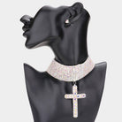 Stone Cross Pendant Evening Choker Necklace - Trufacebygrace