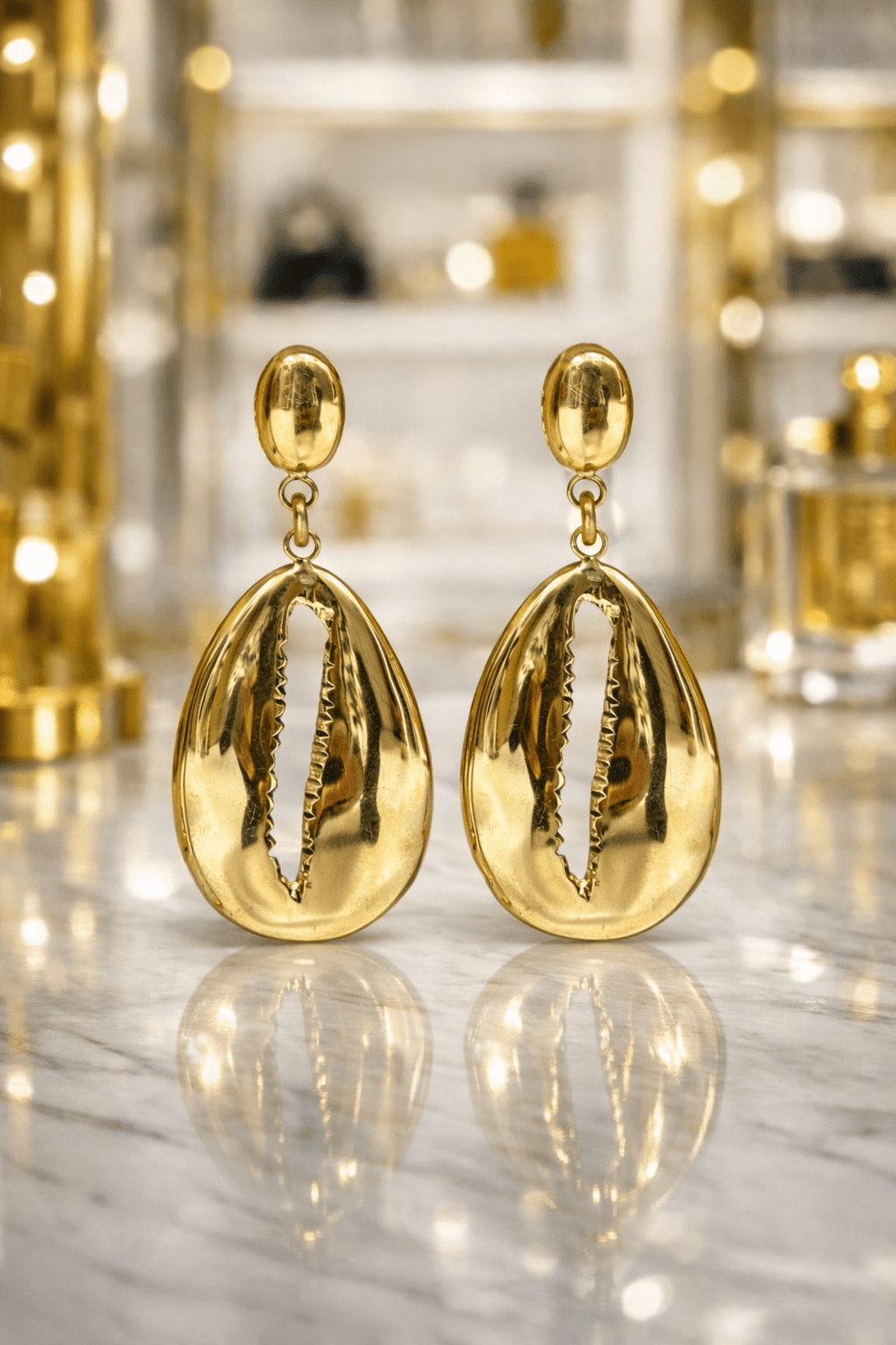 Supersized Brass Cowry Shell Earrings - Trufacebygrace