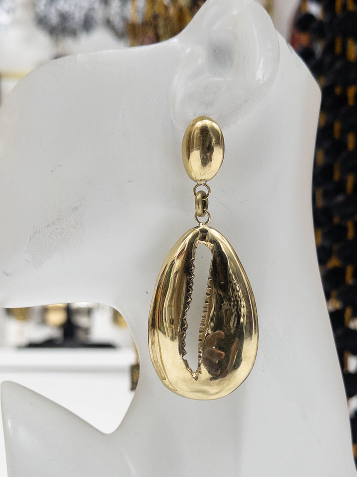 Supersized Brass Cowry Shell Earrings - Trufacebygrace