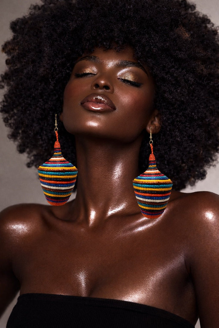 Tajiri Sana Bambaro Basket Earrings - Colorful - Trufacebygrace
